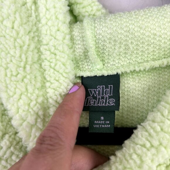 Wild Fable green sherpa cropped pullover size small - Picture 3 of 6